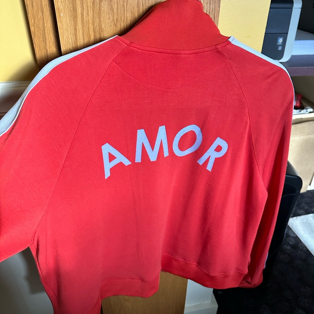 Peace Love World AMOR LOVE Zip up track jacket sz L